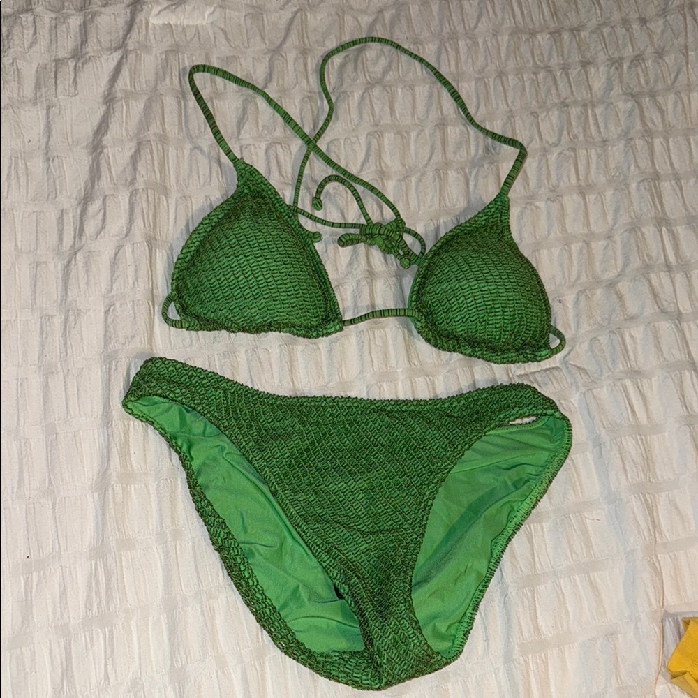 NWOT Vix Paulahermanny Green Textured Bikini Set